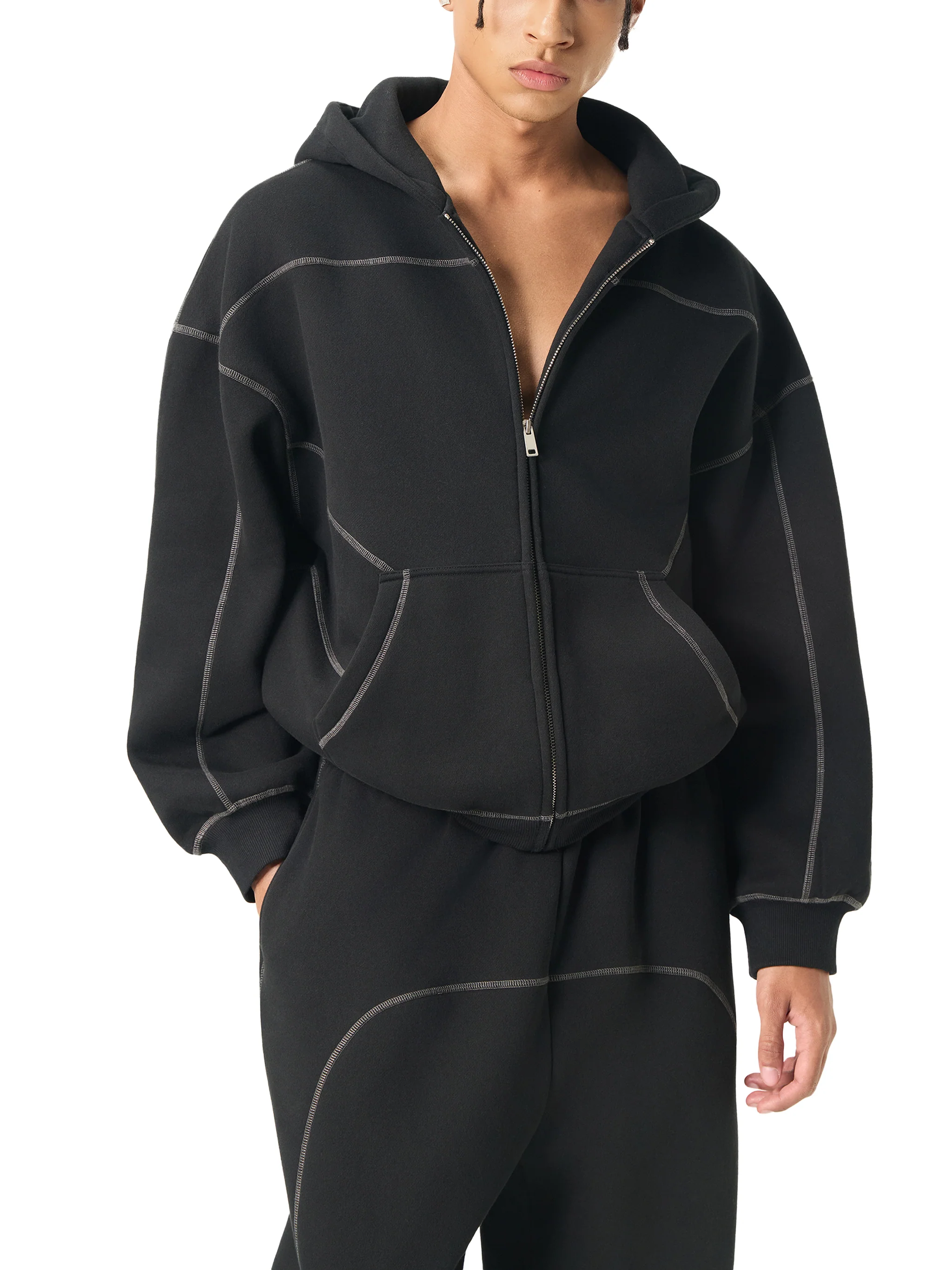 ŁATWOGANG drop 07 — Bluza Boxy Contrast Stitch - ŁATWOGANG™ — widok 7 (7/7)