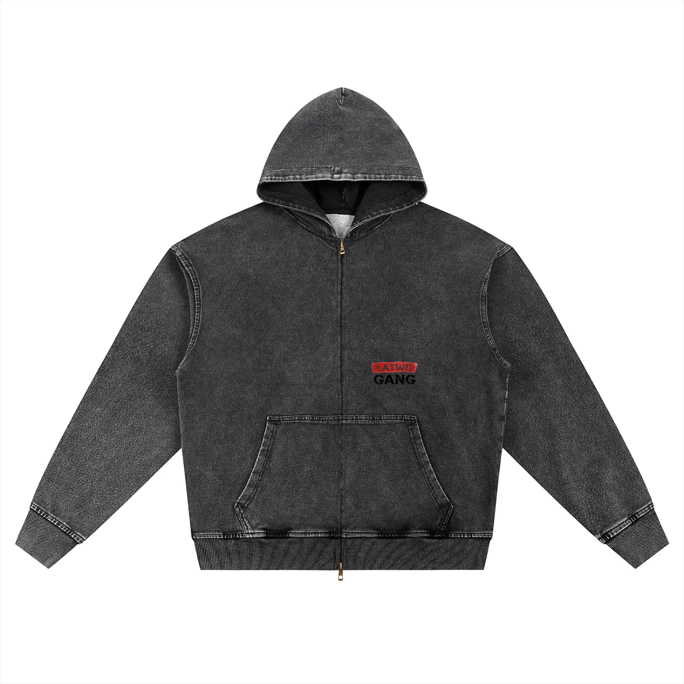 ŁATWOGANG drop 05 — Snow Wash Oversized Zip-Up Hoodie - ŁATWOGANG™
