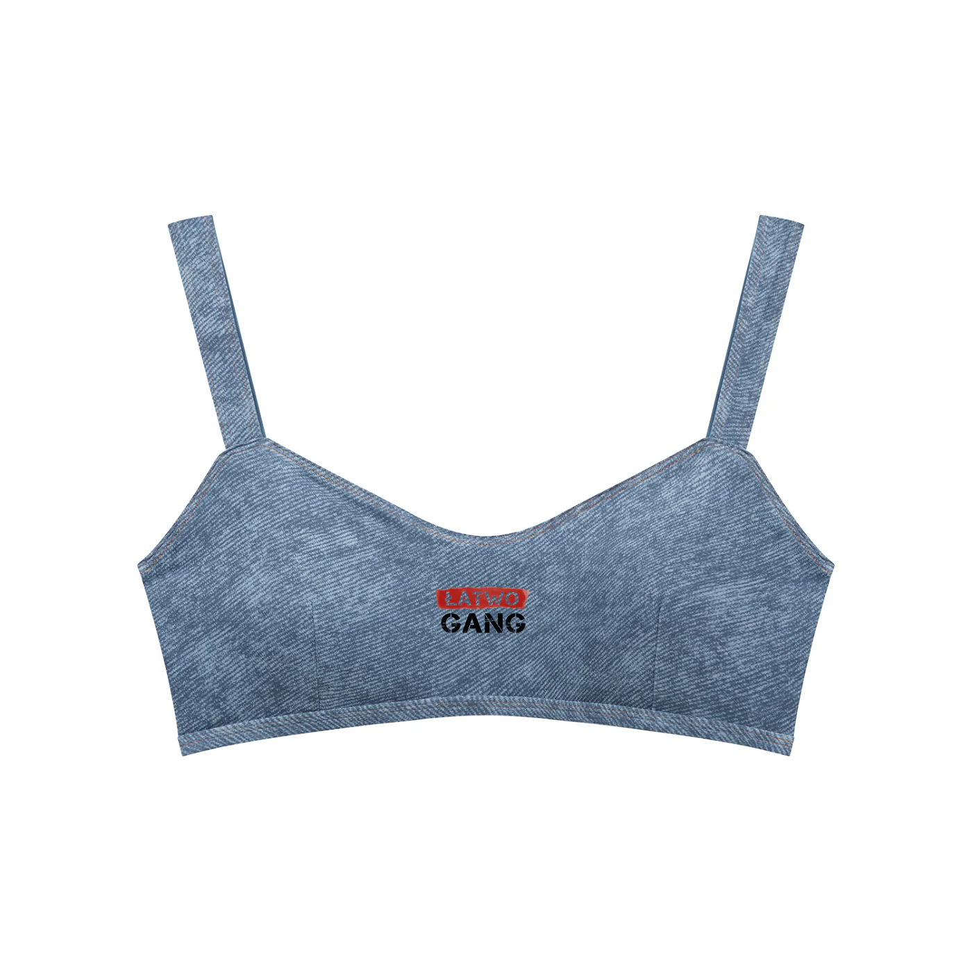 ŁATWOGANG drop 04 — Women's Faux Denim sports bra - ŁATWOGANG™