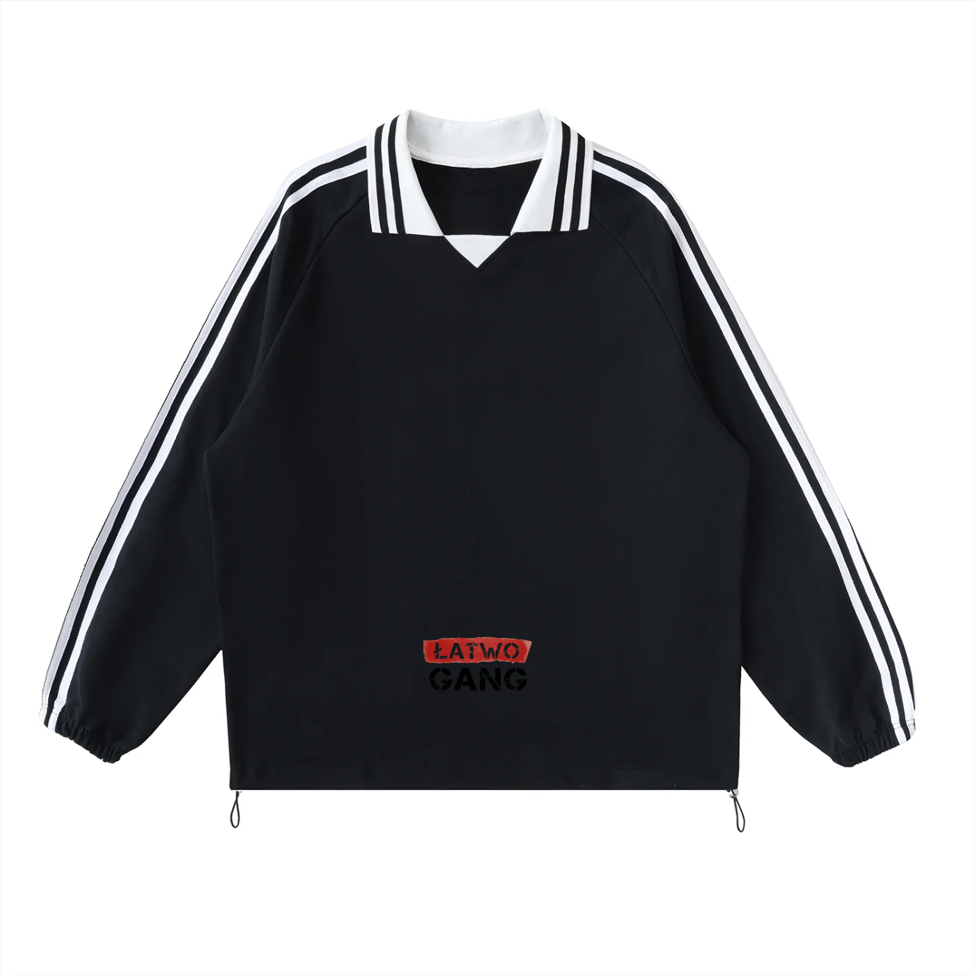 ŁATWOGANG drop 28 — Contrast Striped Collar Sweatshirt - ŁATWOGANG™