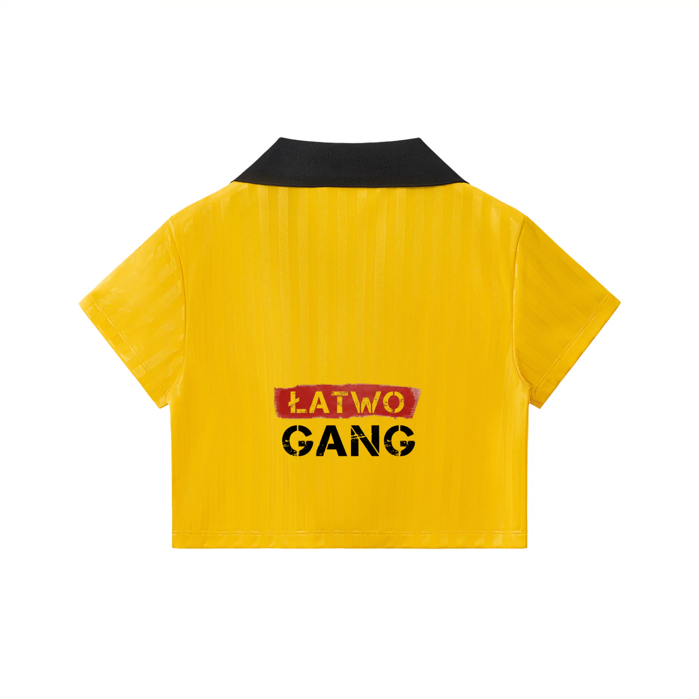 ŁATWOGANG drop 29 — Koszulka Cropped w Paski z Kołnierzykiem - ŁATWOGANG™ — widok 6 (6/14)