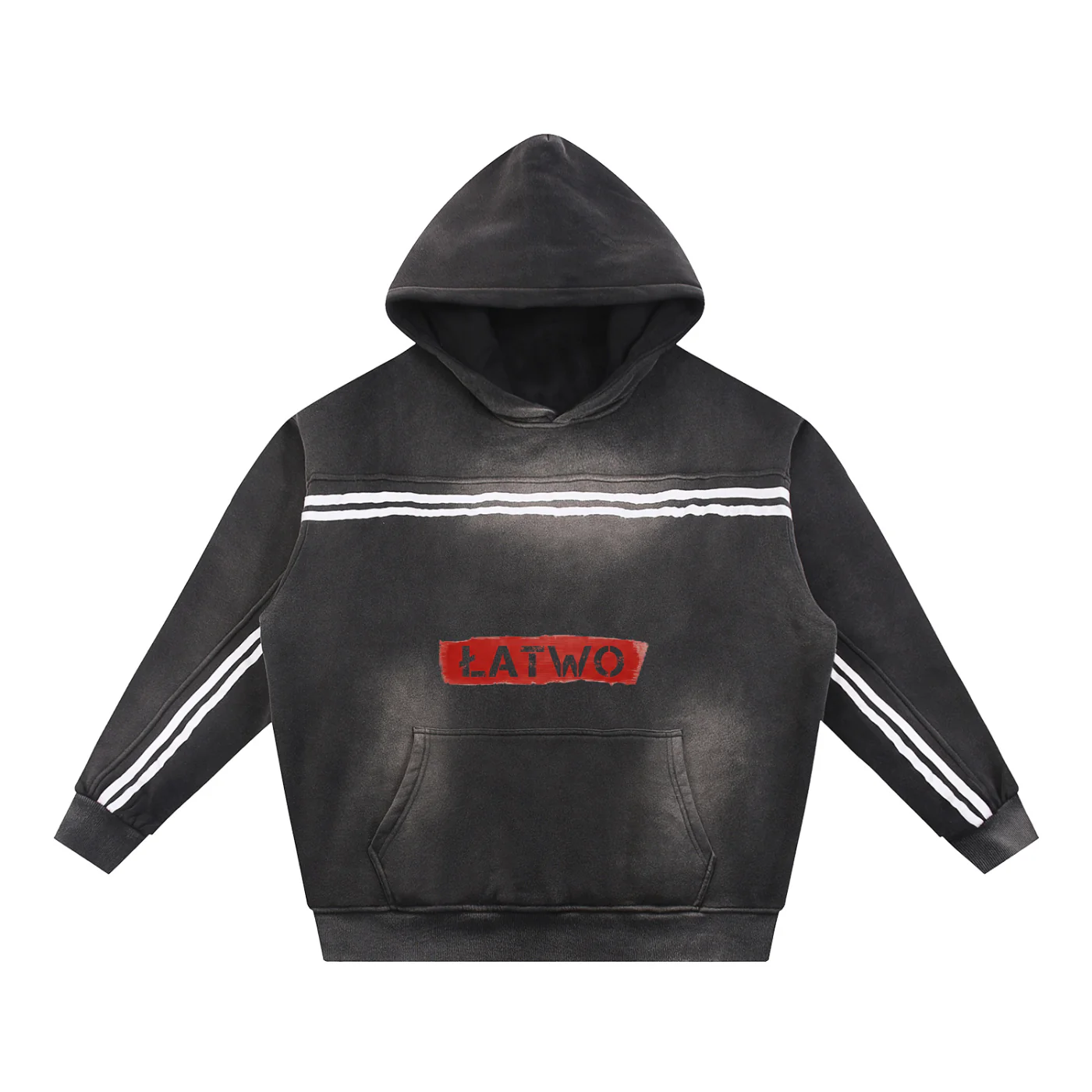 ŁATWOGANG drop 35 — Sun Fade Contrast Tape Fleece Hoodie