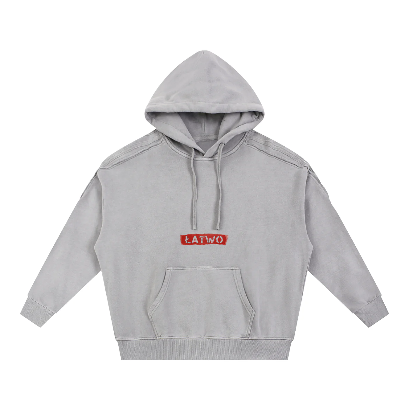 ŁATWOGANG drop 36 — Snow Washed Tape Raw Edge Hoodie — widok 7 (7/14)