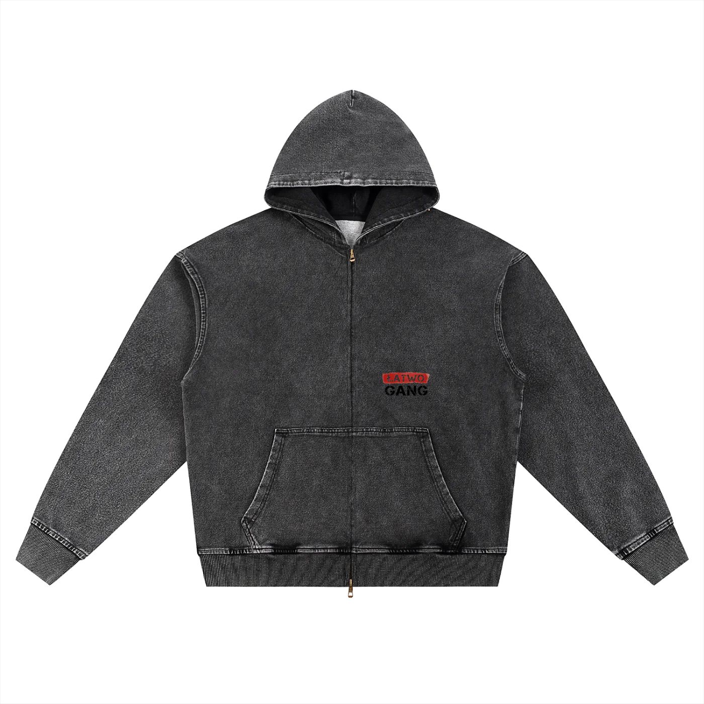 ŁATWOGANG drop 05 — Bluza z kapturem Snow Wash Oversized Zip-Up - ŁATWOGANG™ — przód (1/8)