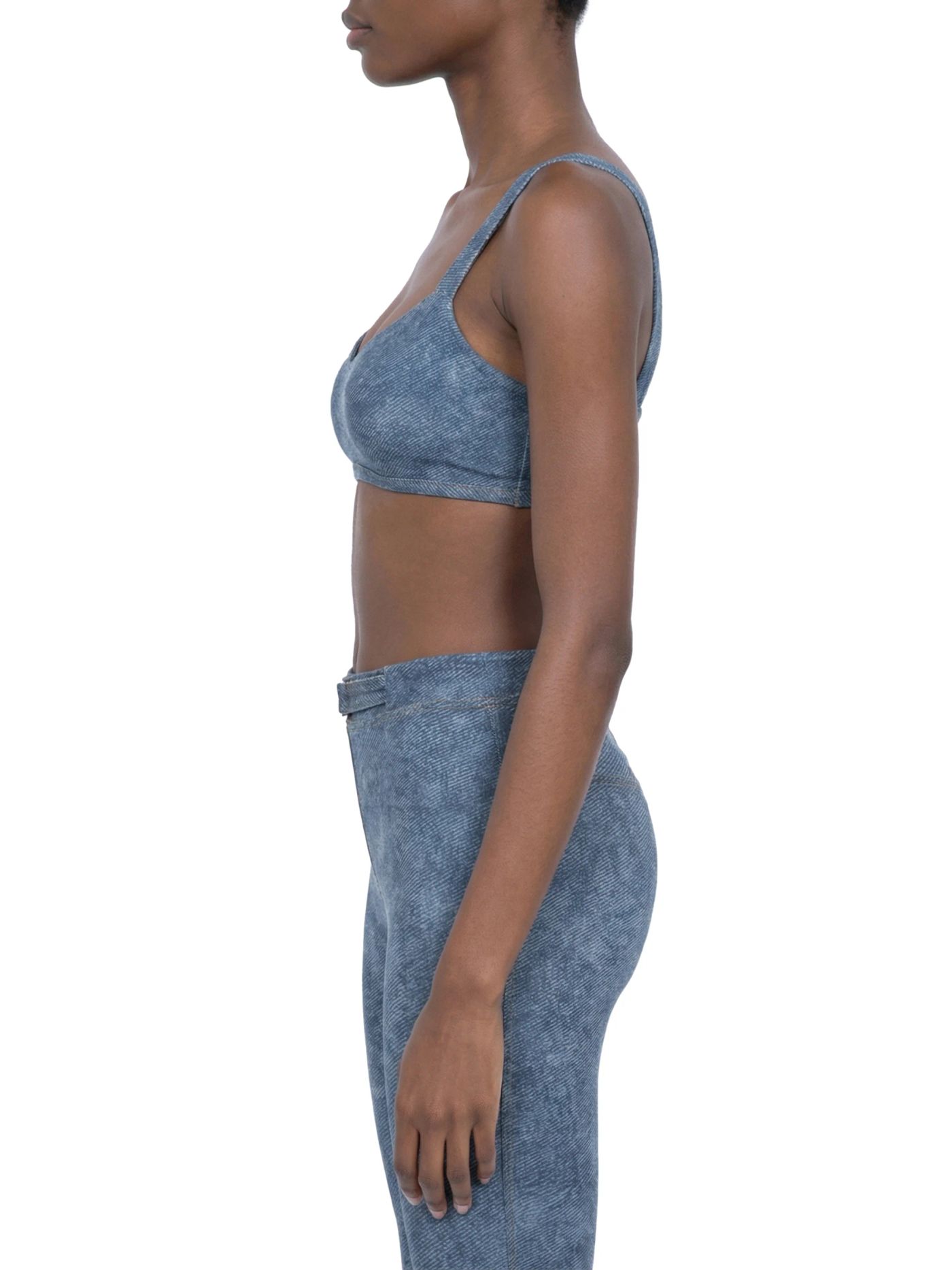 ŁATWOGANG drop 04 — Damski biustonosz sportowy Faux Denim - ŁATWOGANG™ — szczegół (5/11)