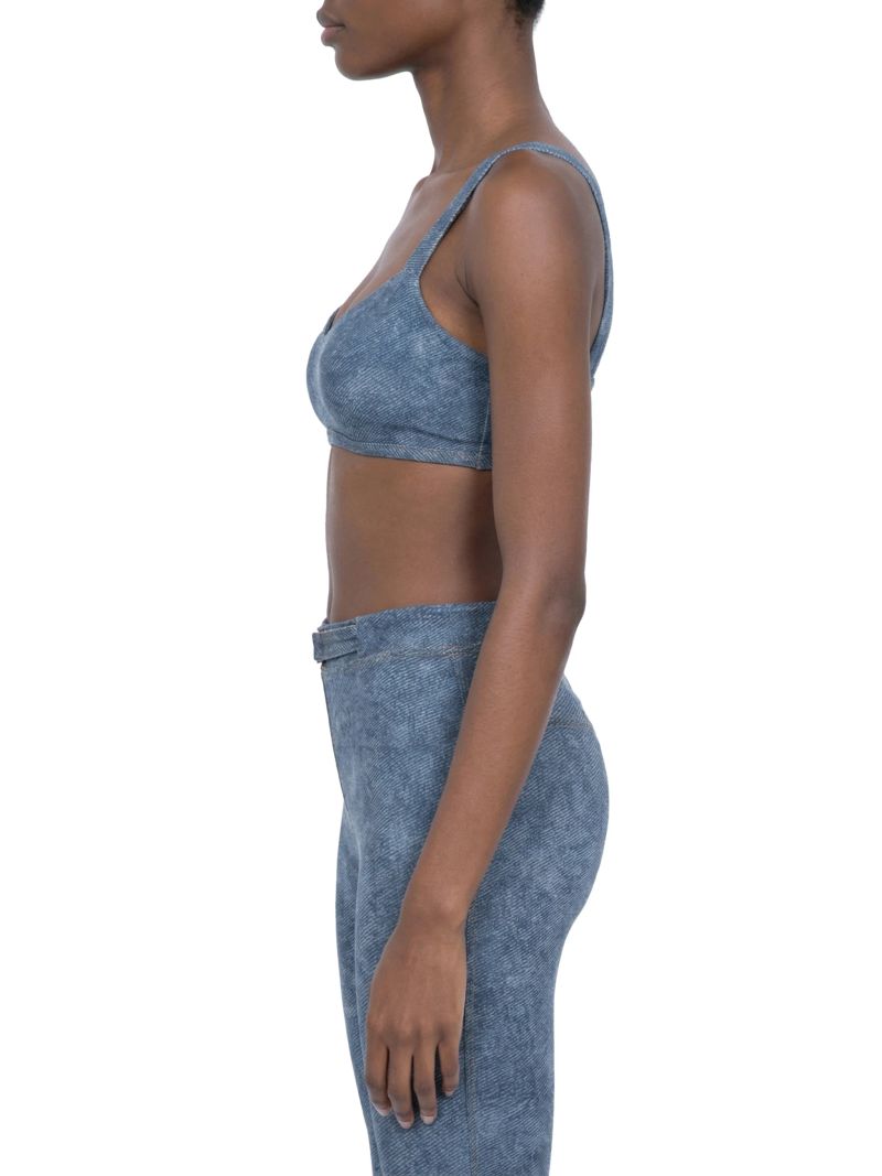 ŁATWOGANG drop 04 — Damski biustonosz sportowy Faux Denim - ŁATWOGANG™ — szczegół (5/11)