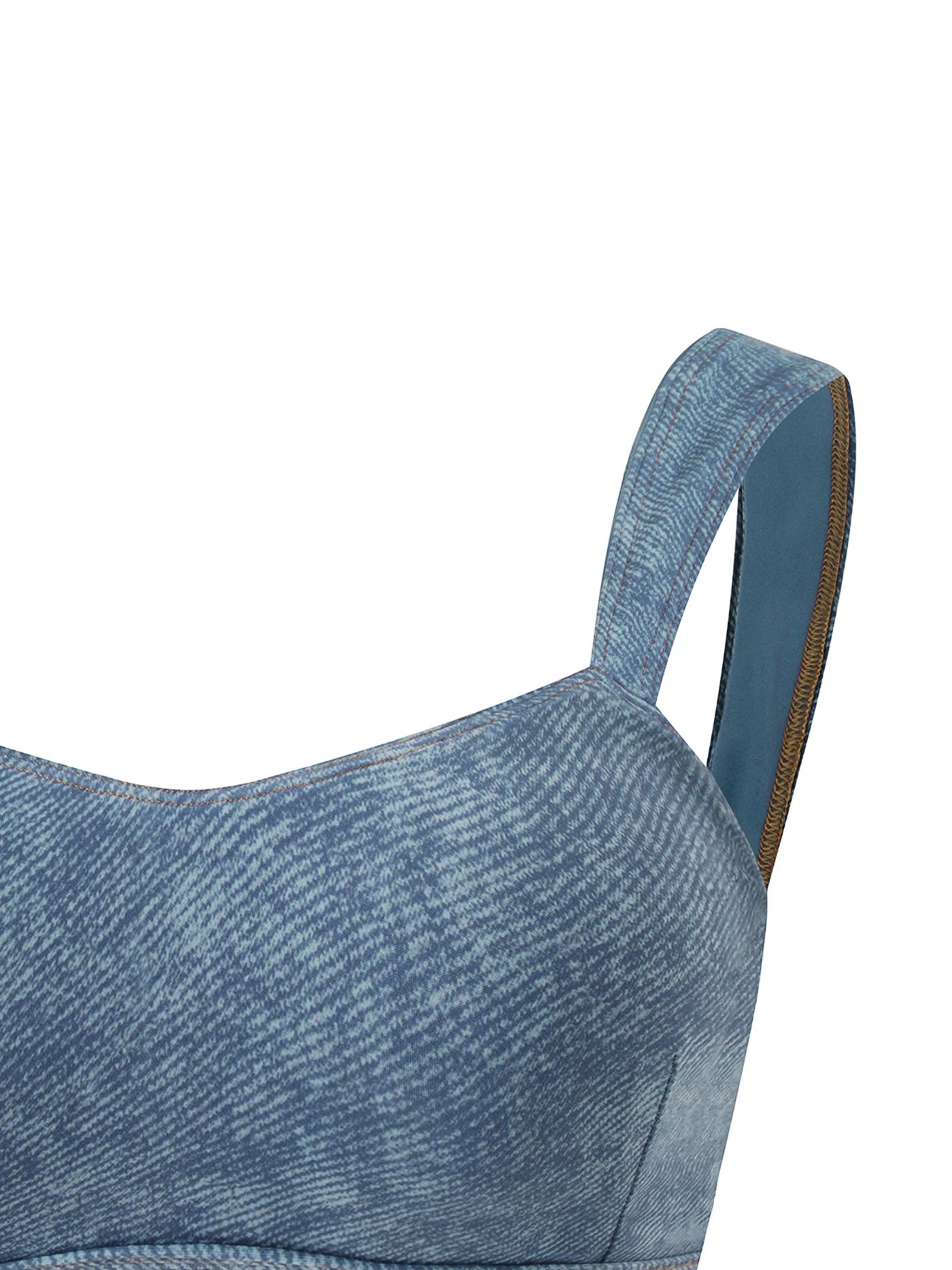 ŁATWOGANG drop 04 — Damski biustonosz sportowy Faux Denim - ŁATWOGANG™ — widok 9 (9/11)