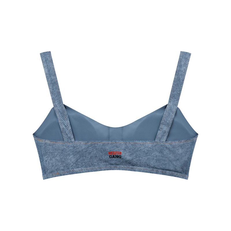 ŁATWOGANG drop 04 — Damski biustonosz sportowy Faux Denim - ŁATWOGANG™ — tył (2/11)