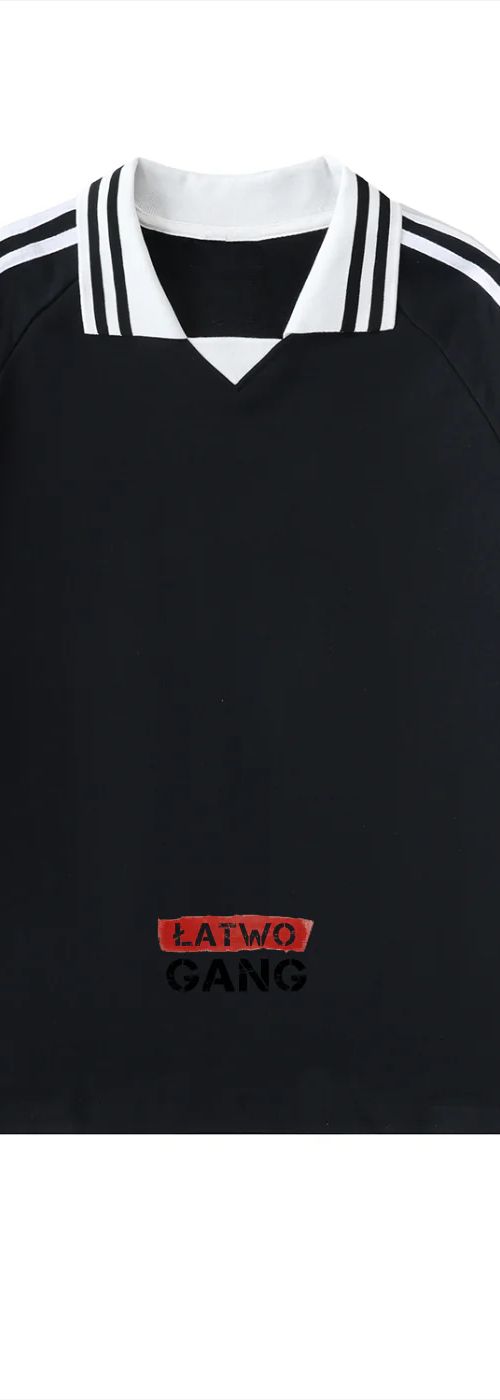 ŁATWOGANG drop 28 — Bluza z kołnierzykiem Contrast Striped - ŁATWOGANG™