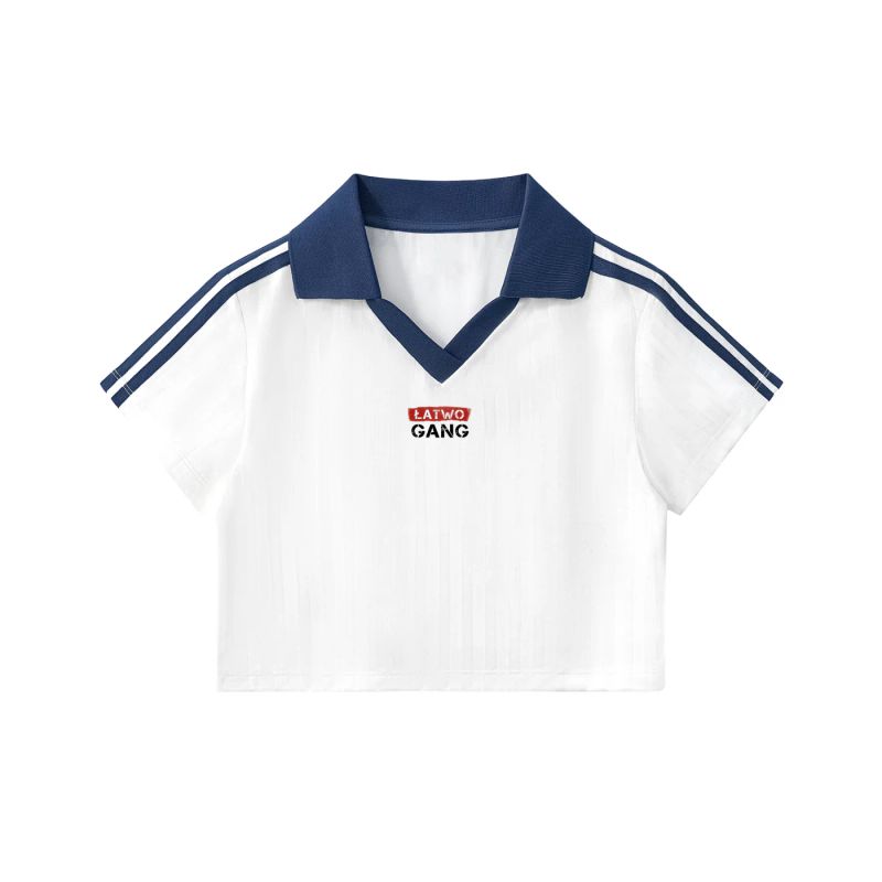 ŁATWOGANG drop 29 — Футболка вкорочена в смужку з комірцем - ŁATWOGANG™ — lookbook (4/14)