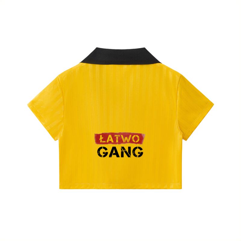 ŁATWOGANG drop 29 — Футболка вкорочена в смужку з комірцем - ŁATWOGANG™ — widok 6 (6/14)