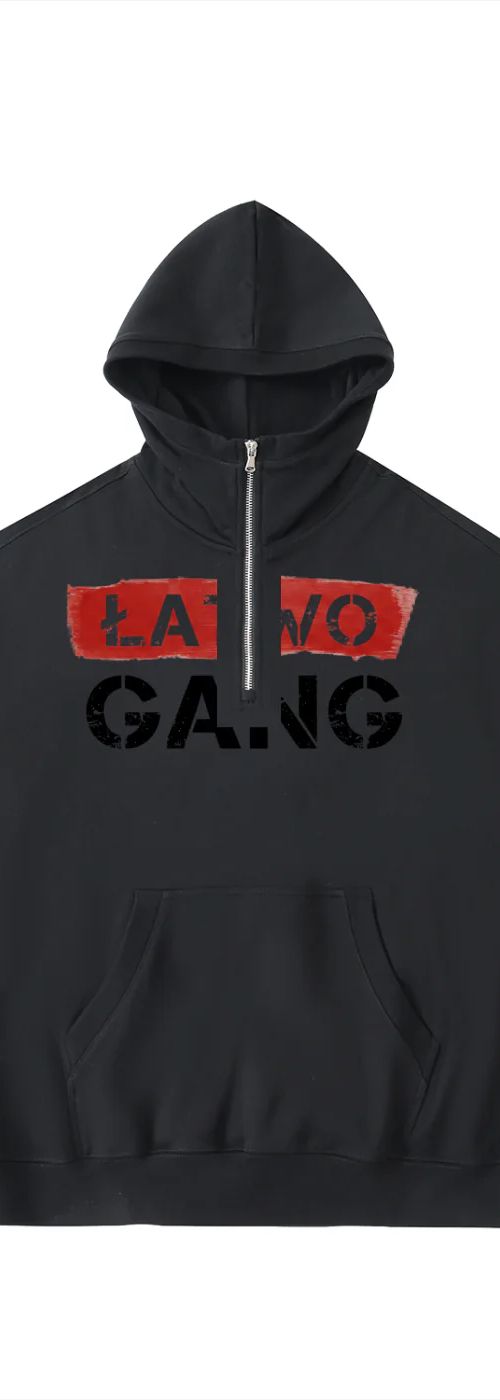 ŁATWOGANG drop 33 — Bluza z kapturem Half-Zip Fleece - ŁATWOGANG™
