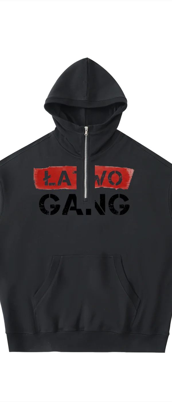 ŁATWOGANG drop 33 — Bluza z kapturem Half-Zip Fleece - ŁATWOGANG™