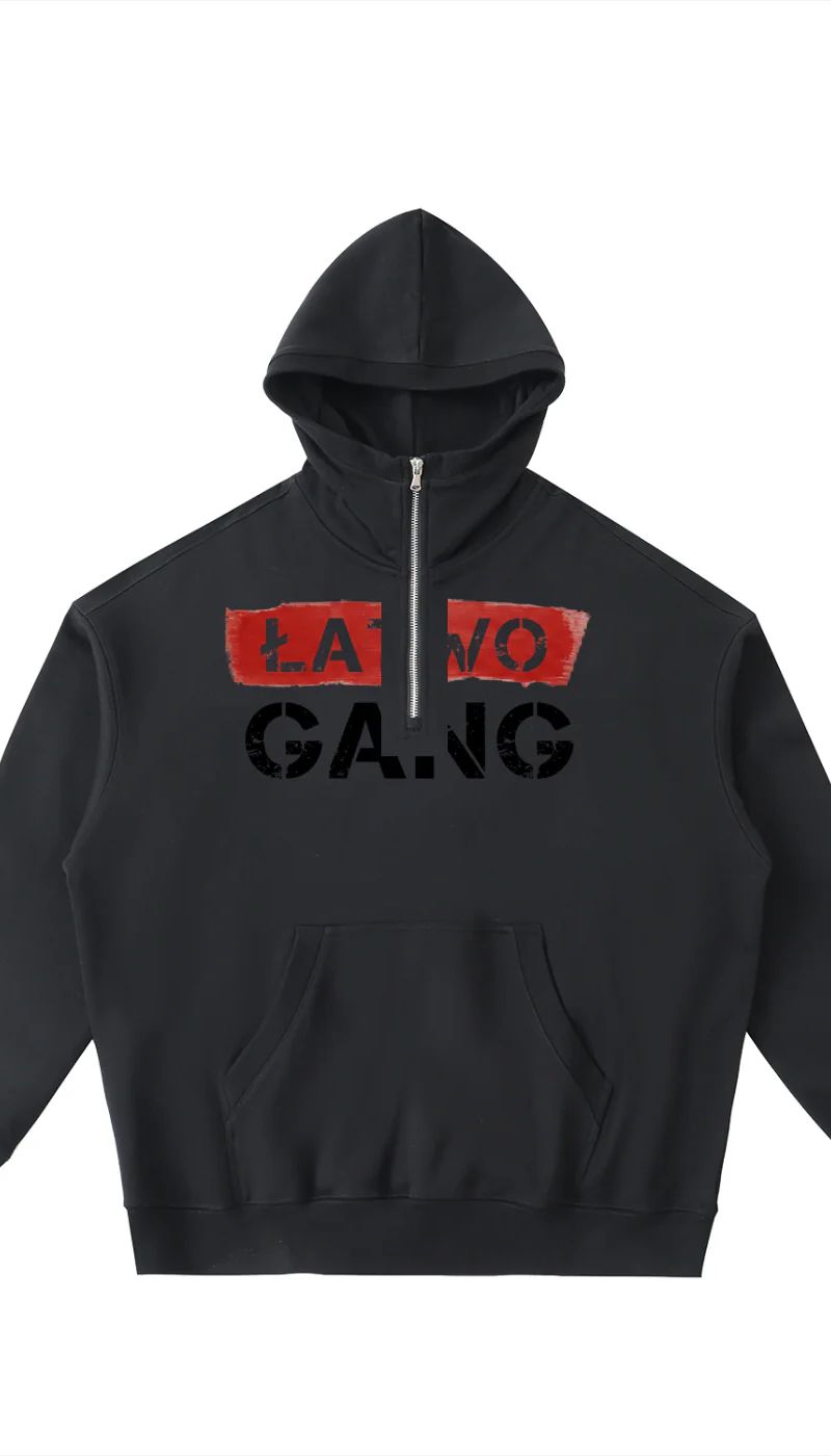 ŁATWOGANG drop 33 — Bluza z kapturem Half-Zip Fleece - ŁATWOGANG™ — przód (1/17)