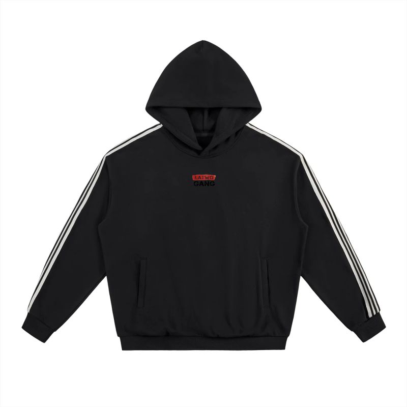 ŁATWOGANG drop 34 — Bluza z kapturem z pasami na rękawach - ŁATWOGANG™ — tył (2/13)