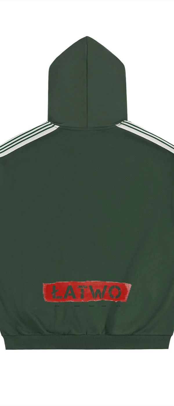 ŁATWOGANG drop 34 — Bluza z kapturem z pasami na rękawach - ŁATWOGANG™