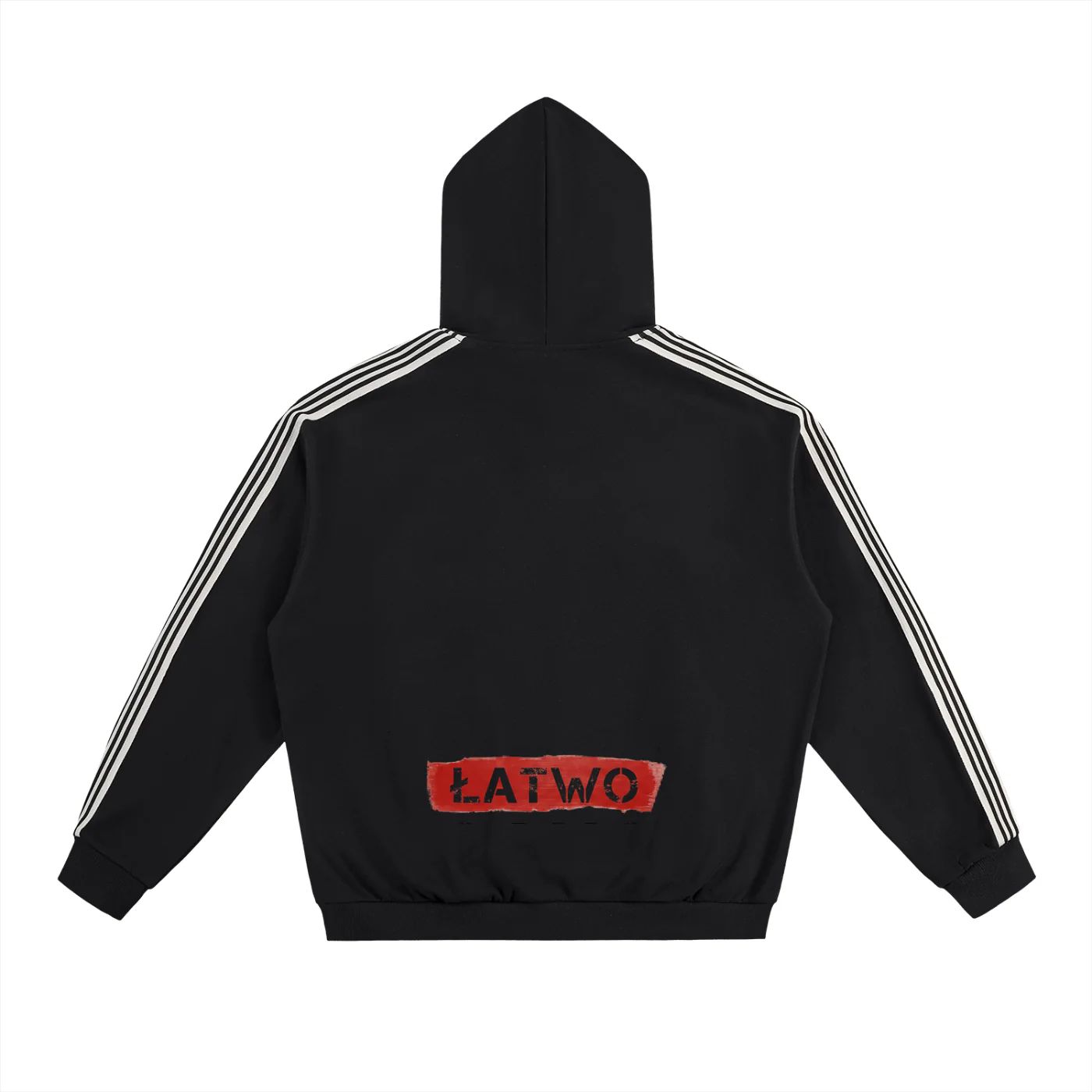 ŁATWOGANG drop 34 — Bluza z kapturem z pasami na rękawach - ŁATWOGANG™ — detal (3/13)