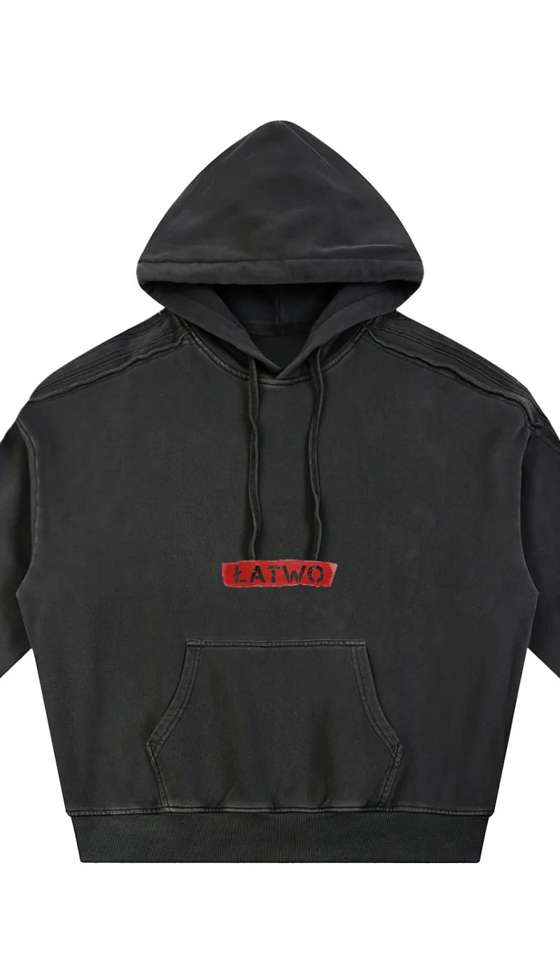 ŁATWOGANG drop 36 — Bluza z kapturem Snow Wash Tape Raw Edge - ŁATWOGANG™ — tył (2/14)
