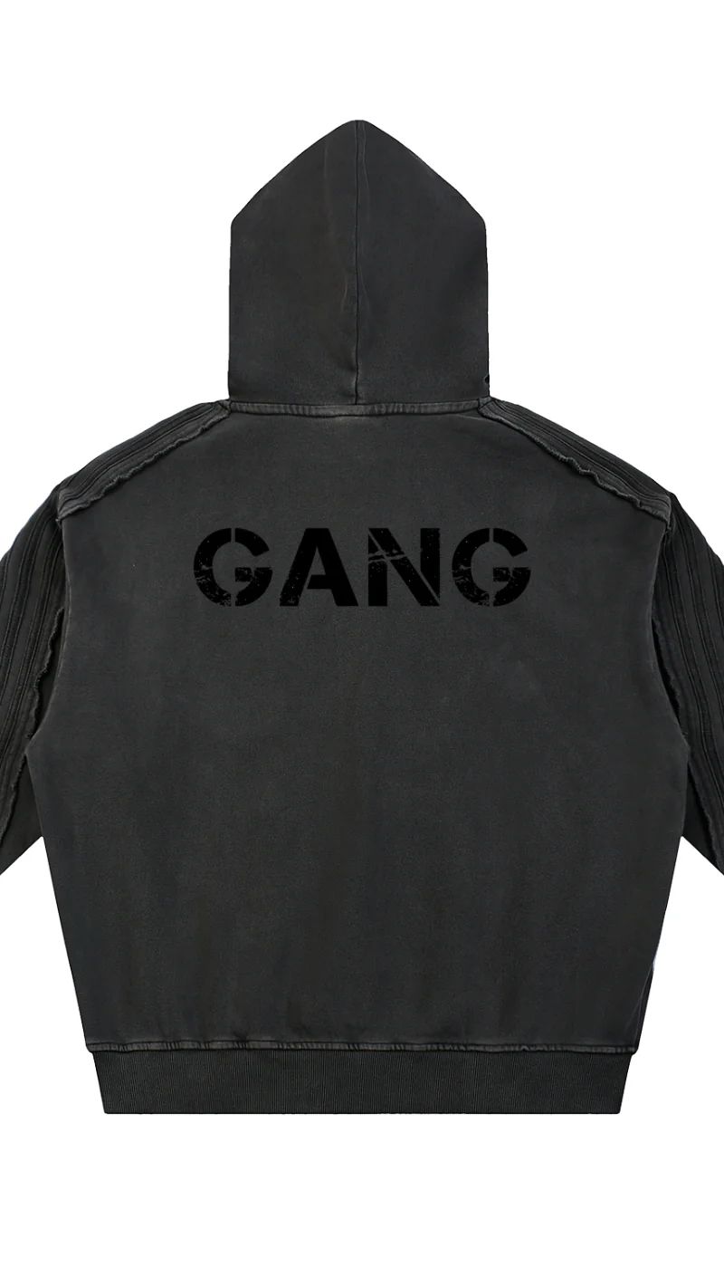 ŁATWOGANG drop 36 — Bluza z kapturem Snow Wash Tape Raw Edge - ŁATWOGANG™ — detal (3/14)