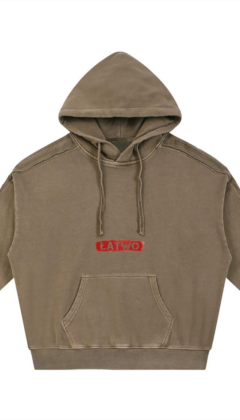 ŁATWOGANG drop 36 — Bluza z kapturem Snow Wash Tape Raw Edge - ŁATWOGANG™ — widok 6 (6/14)
