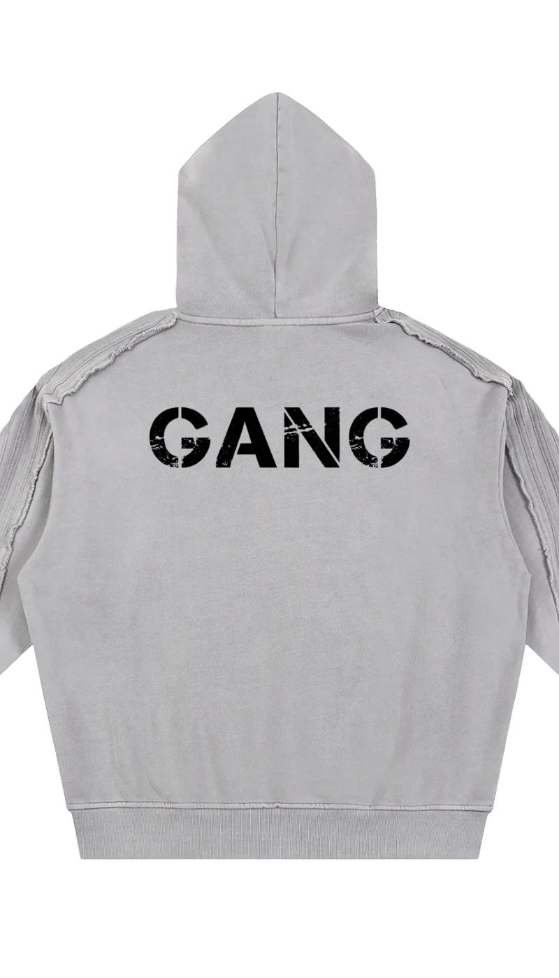 ŁATWOGANG drop 36 — Bluza z kapturem Snow Wash Tape Raw Edge - ŁATWOGANG™ — widok 8 (8/14)