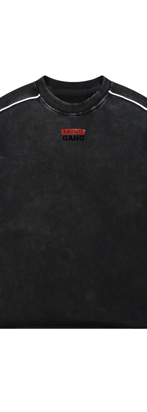 ŁATWOGANG drop 38 — Bluza Mineral Wash Piping Raw Hem - ŁATWOGANG™