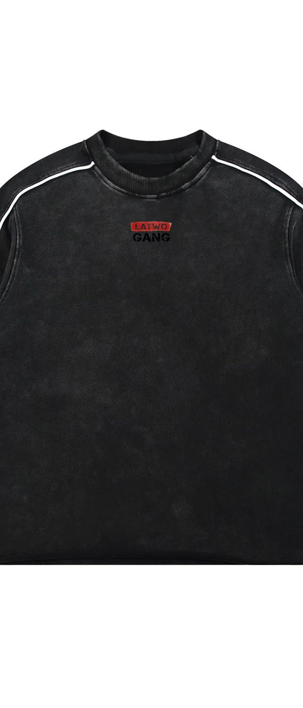 ŁATWOGANG drop 38 — Bluza Mineral Wash Piping Raw Hem - ŁATWOGANG™