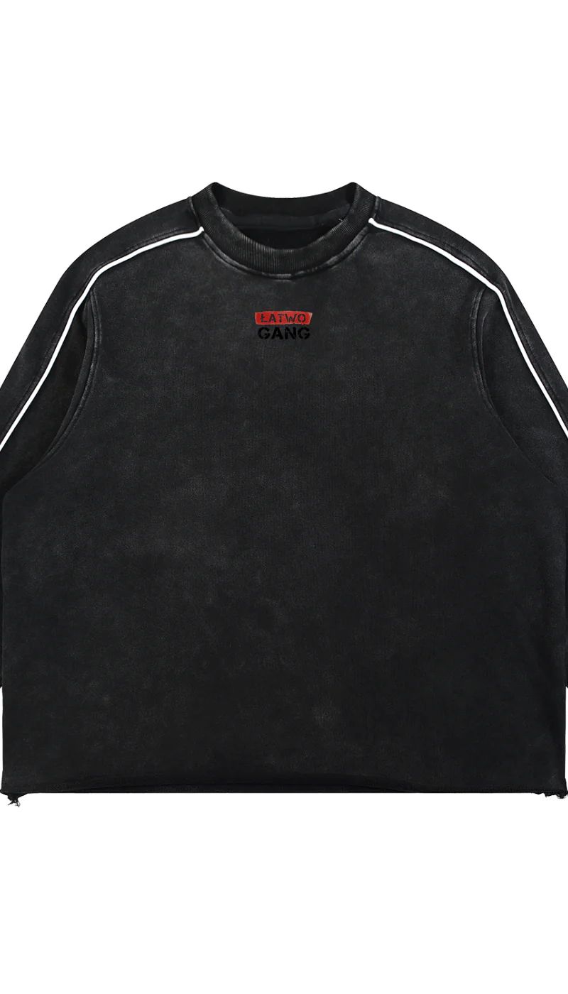 ŁATWOGANG drop 38 — Bluza Mineral Wash Piping Raw Hem - ŁATWOGANG™ — przód (1/8)