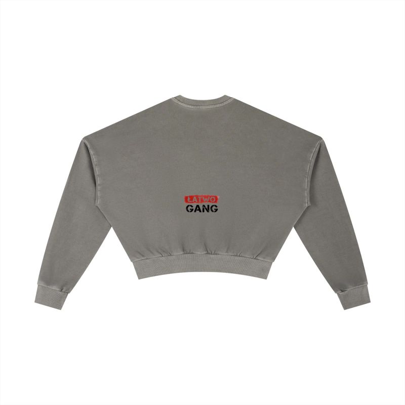 ŁATWOGANG drop 39 — Vintage Washed Cropped Sweatshirt - ŁATWOGANG™ — przód (1/13)