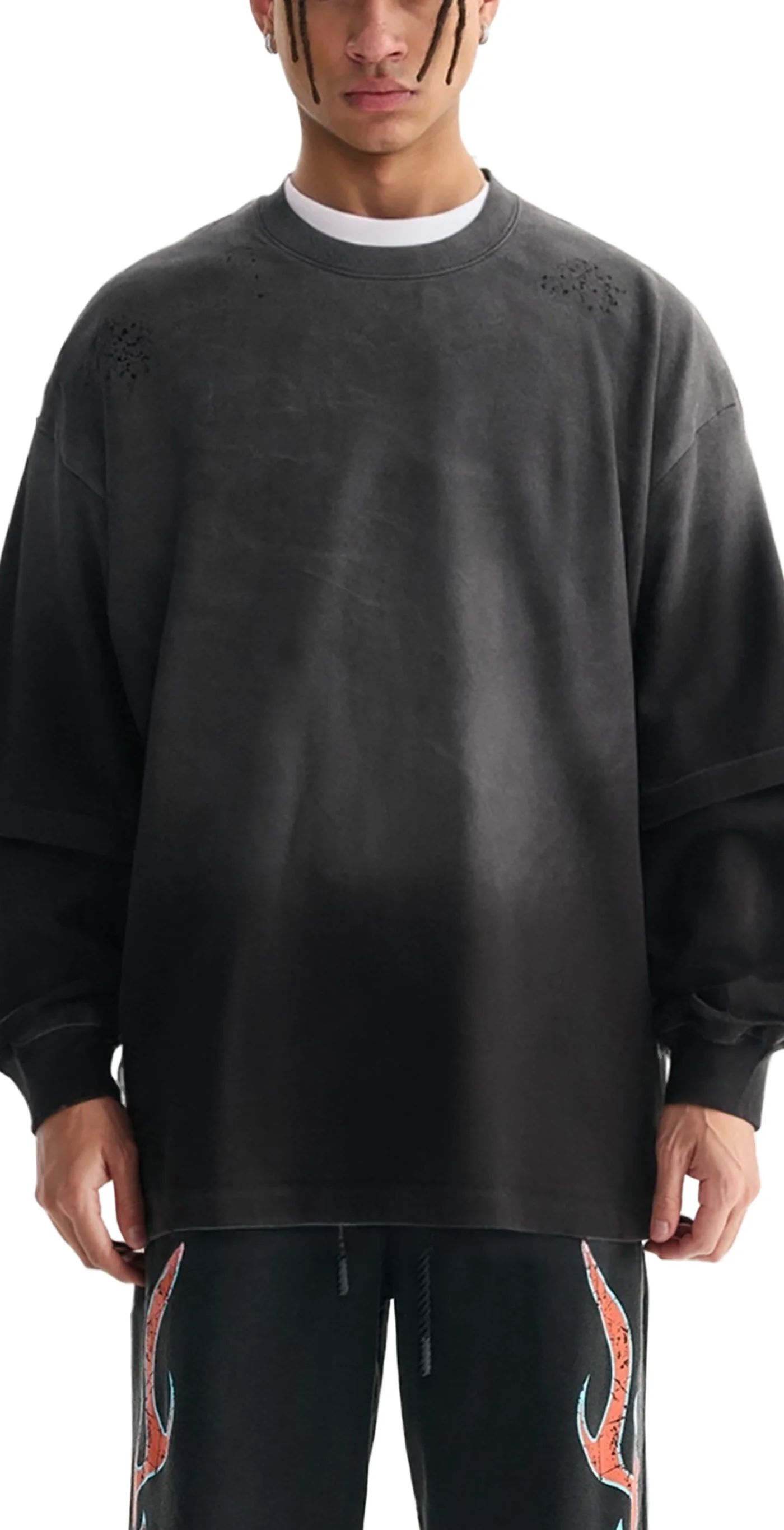 ŁATWOGANG drop 41 — T-shirt Sunfade Hand-Frayed Faux Two-Piece - ŁATWOGANG™ — lookbook (4/12)