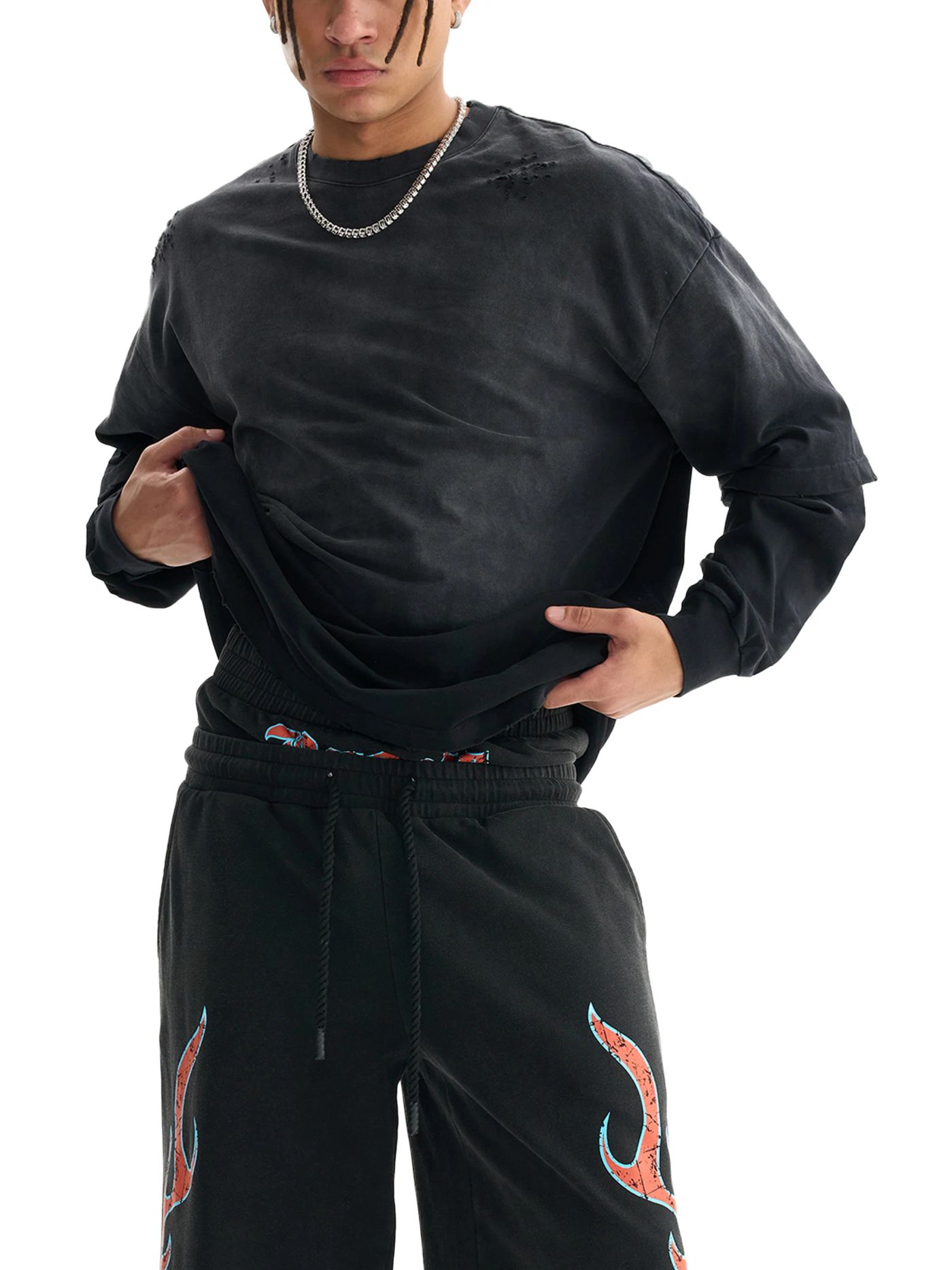 ŁATWOGANG drop 41 — T-shirt Sunfade Hand-Frayed Faux Two-Piece - ŁATWOGANG™ — widok 8 (8/12)