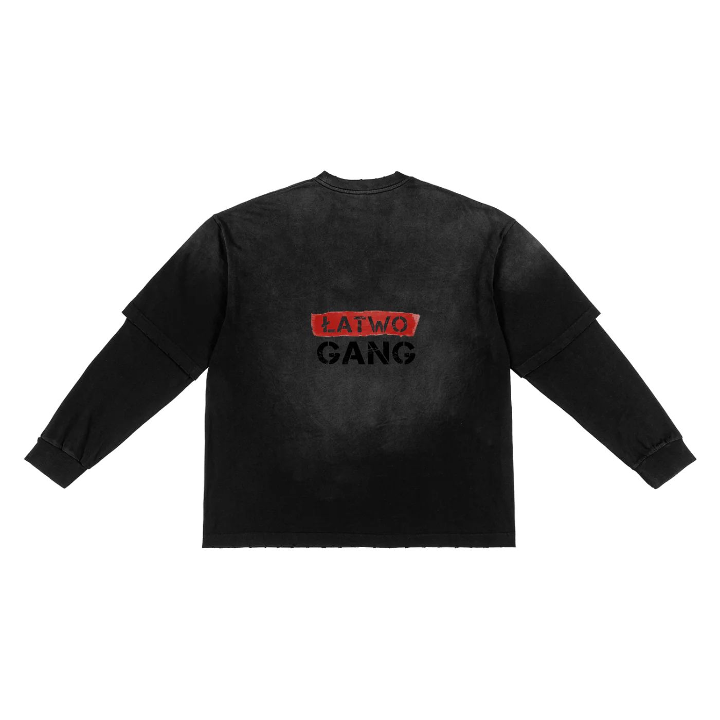 ŁATWOGANG drop 41 — T-shirt Sunfade Hand-Frayed Faux Two-Piece - ŁATWOGANG™ — tył (2/12)