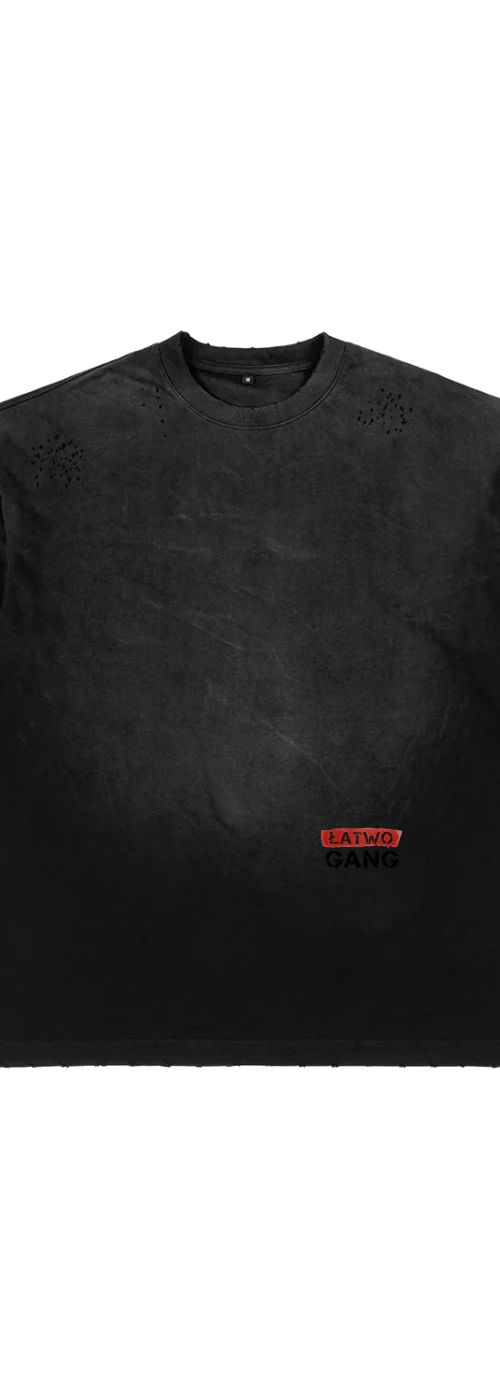 ŁATWOGANG drop 41 — T-shirt Sunfade Hand-Frayed Faux Two-Piece - ŁATWOGANG™