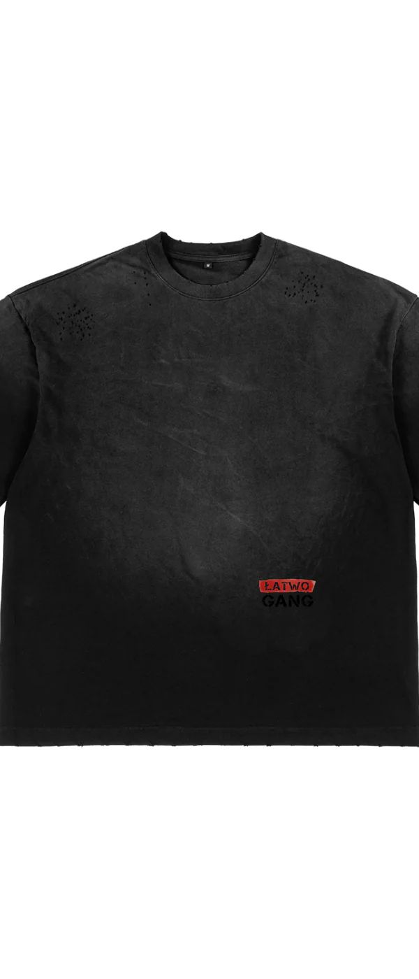 ŁATWOGANG drop 41 — T-shirt Sunfade Hand-Frayed Faux Two-Piece - ŁATWOGANG™