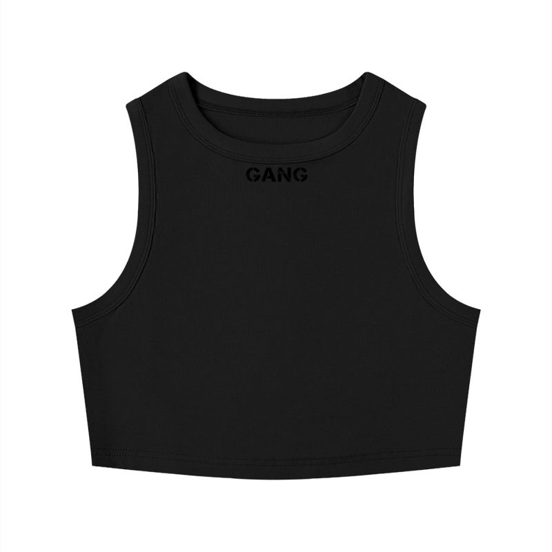 ŁATWOGANG drop 43 — Tank Top Damski Tight Crewneck Crop - ŁATWOGANG™ — detal (3/20)