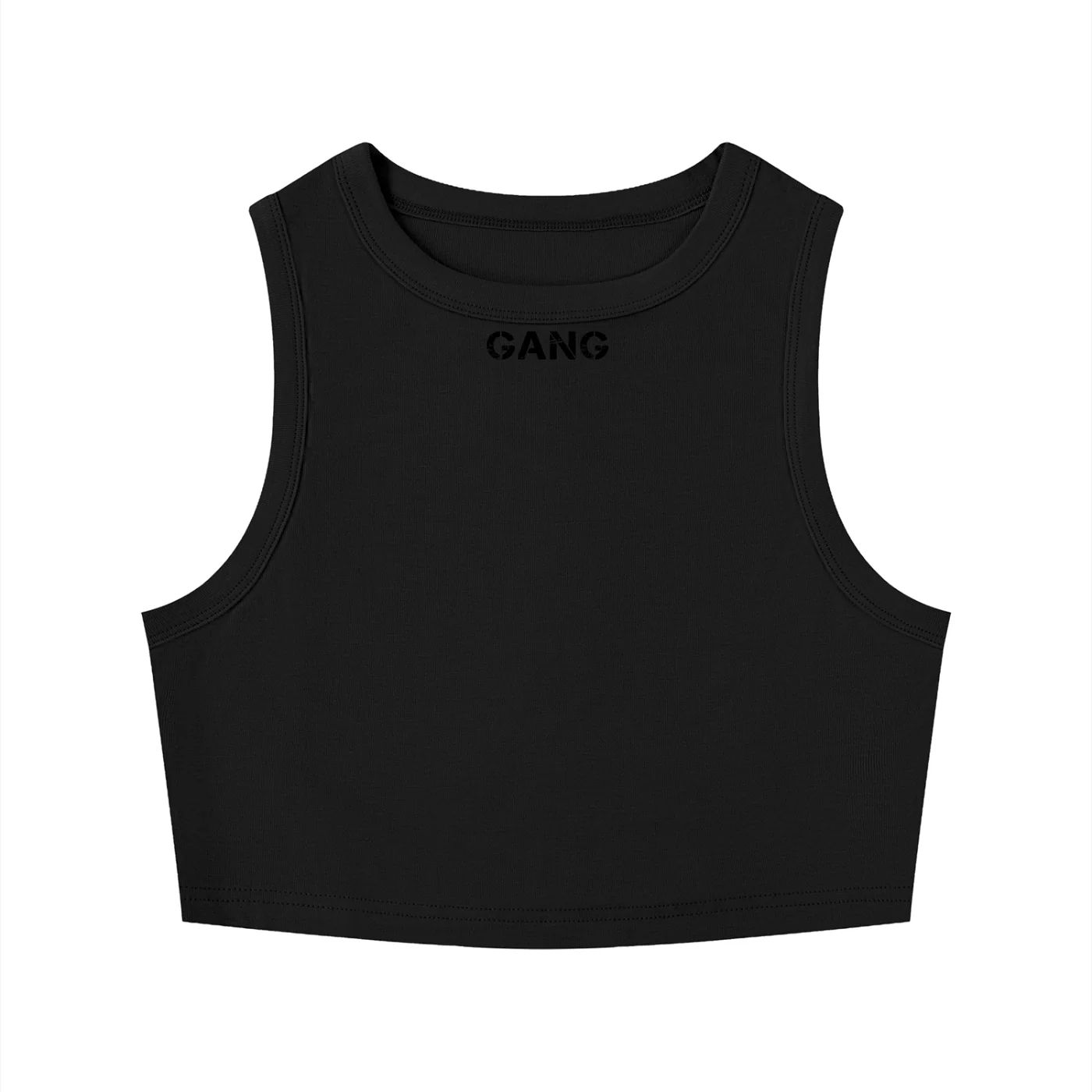 ŁATWOGANG drop 43 — Tank Top Damski Tight Crewneck Crop - ŁATWOGANG™ — detal (3/20)