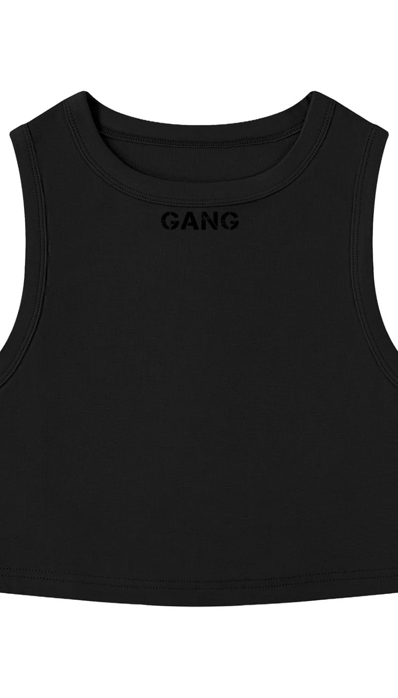 ŁATWOGANG drop 43 — Tank Top Damski Tight Crewneck Crop - ŁATWOGANG™ — detal (3/20)