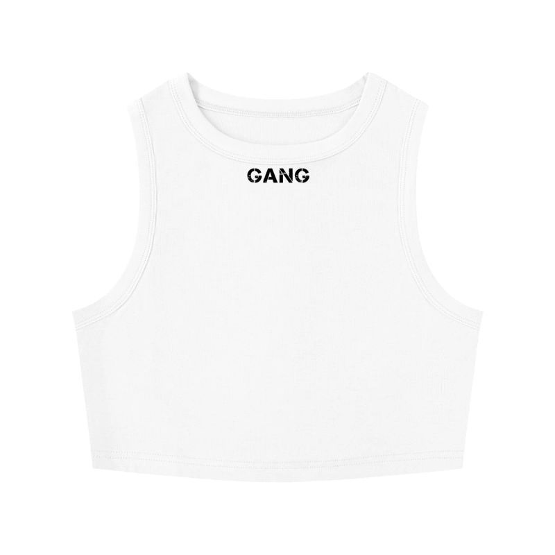 ŁATWOGANG drop 43 — Tank Top Damski Tight Crewneck Crop - ŁATWOGANG™ — szczegół (5/20)