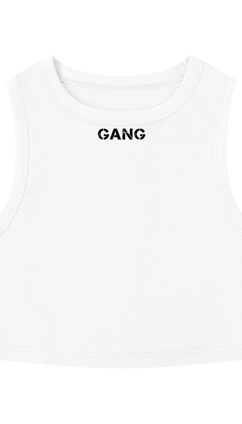 ŁATWOGANG drop 43 — Tank Top Damski Tight Crewneck Crop - ŁATWOGANG™ — szczegół (5/20)