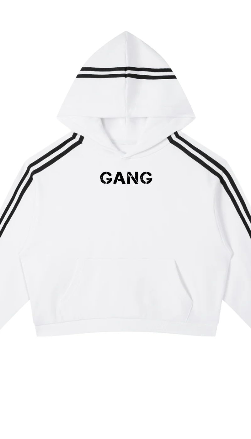 ŁATWOGANG drop 46 — Bluza z kapturem Contrast Side Stripe Cropped - ŁATWOGANG™ — przód (1/11)