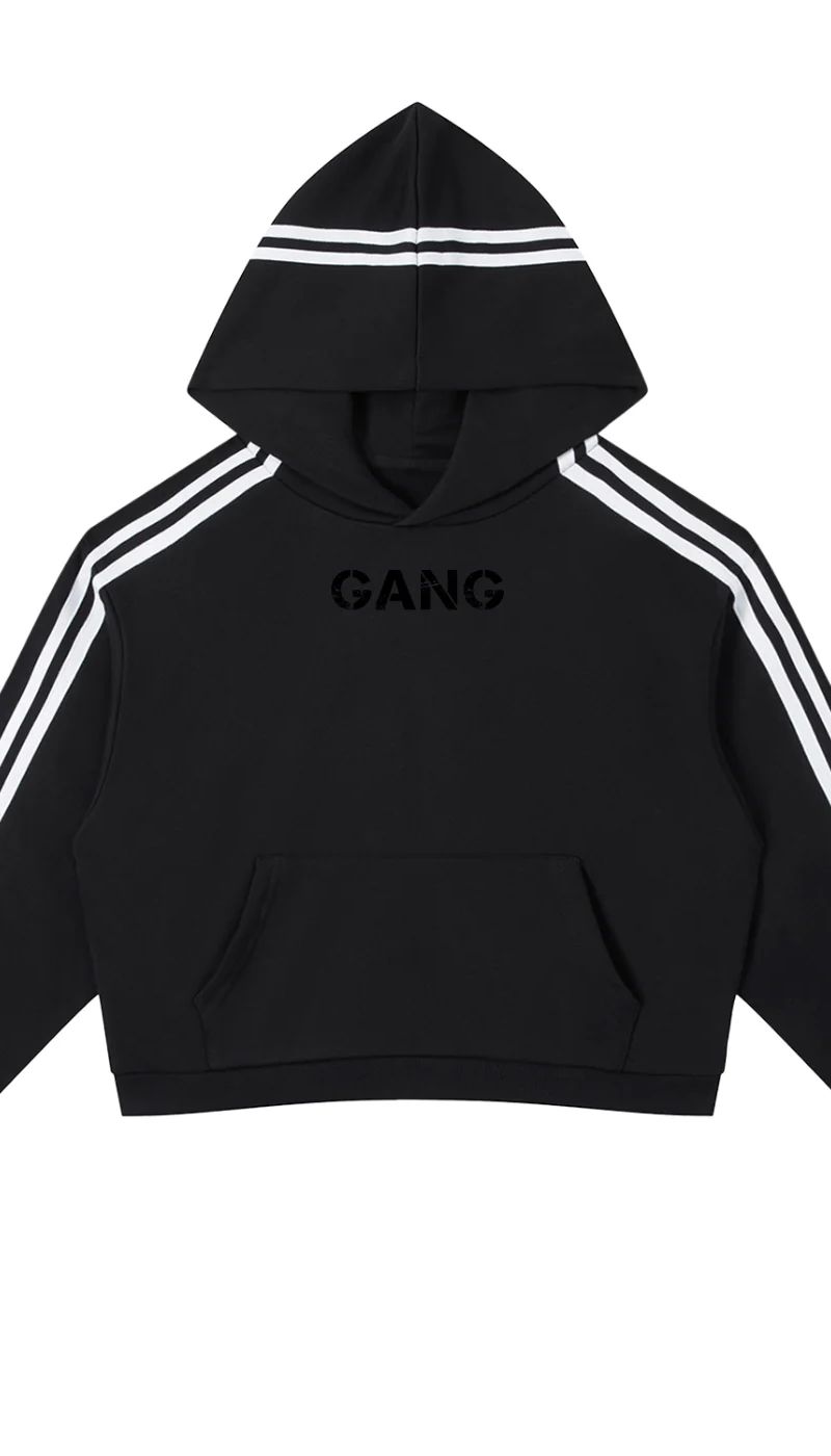 ŁATWOGANG drop 46 — Bluza z kapturem Contrast Side Stripe Cropped - ŁATWOGANG™ — tył (2/11)