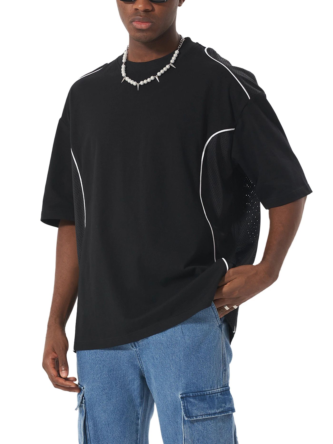 ŁATWOGANG drop 47 — T-shirt Contrast Piped Panel - ŁATWOGANG™ — widok 10 (10/14)