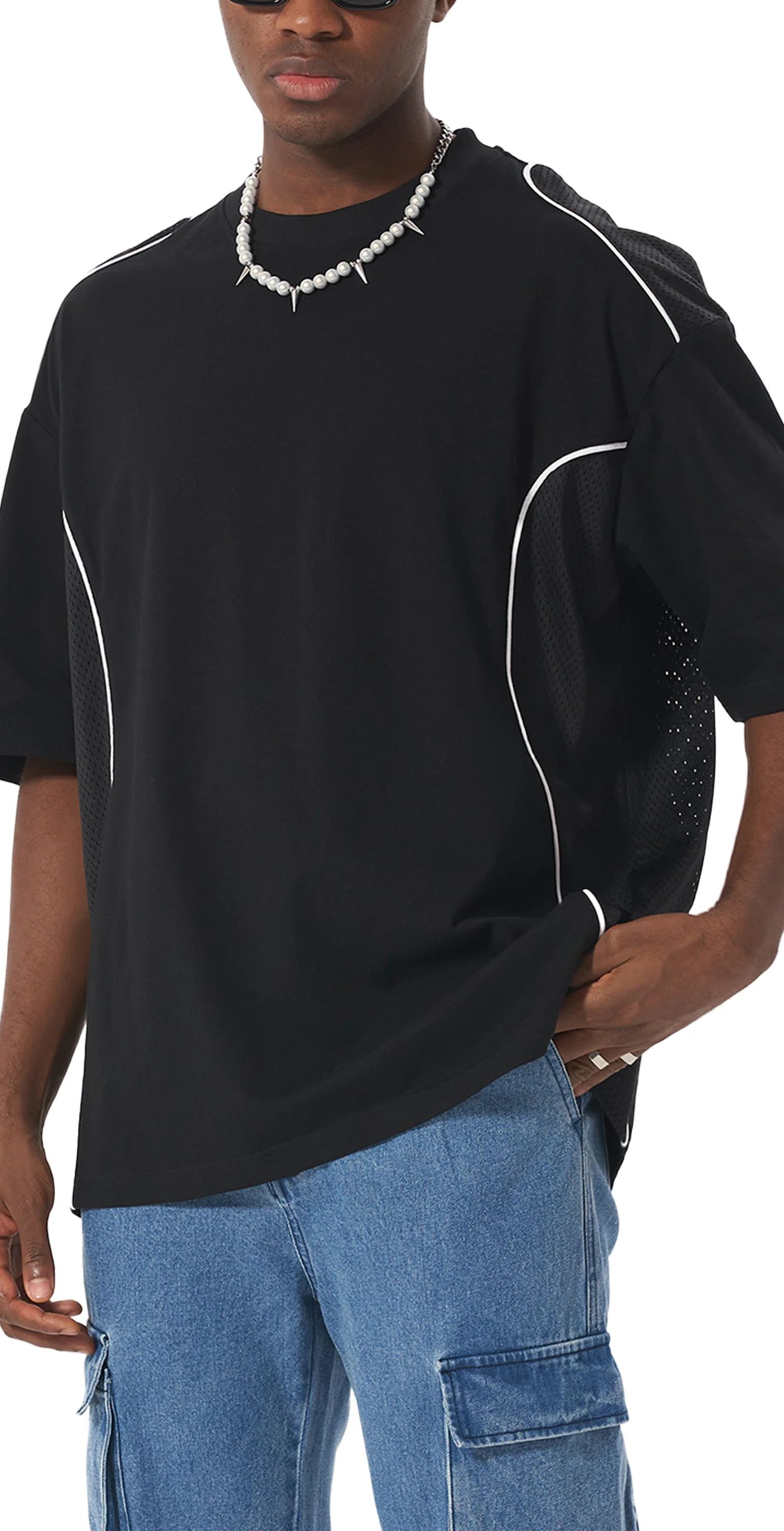 ŁATWOGANG drop 47 — T-shirt Contrast Piped Panel - ŁATWOGANG™ — widok 10 (10/14)